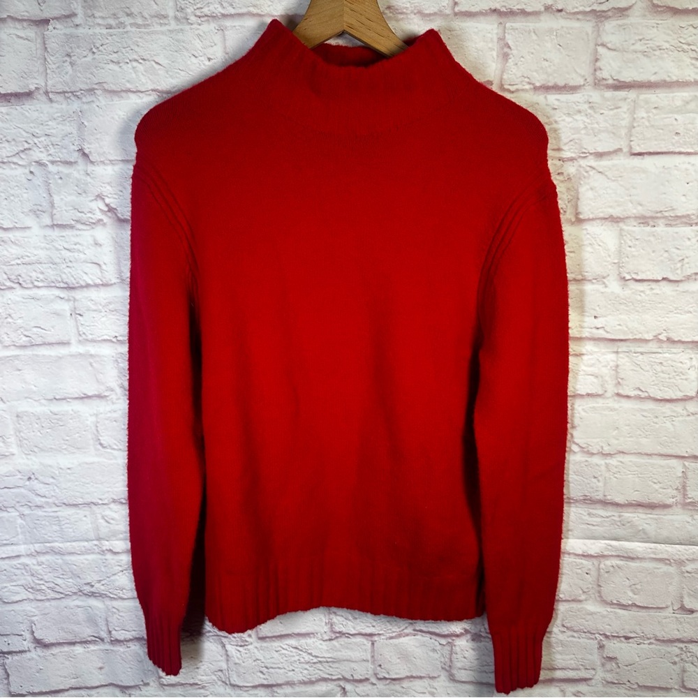 J. Crew Mockneck Sweater in Supersoft Yarn Red Size Medium